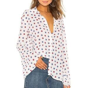 Tularosa Raquel Beach Shirt Button Up Star Print Red White Blue Size XS